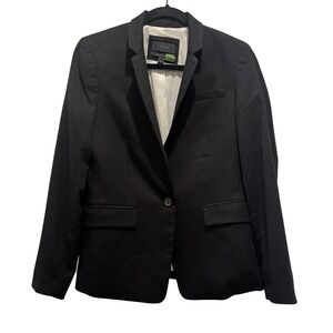 JCrew Regent Black Wool Blend Blazer Jacket Womens Size 6 Single Button Tailored